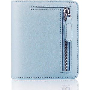 Women Ladies Small Compact Bifold Pocket RFID Blocking Genuine Leather Wallet